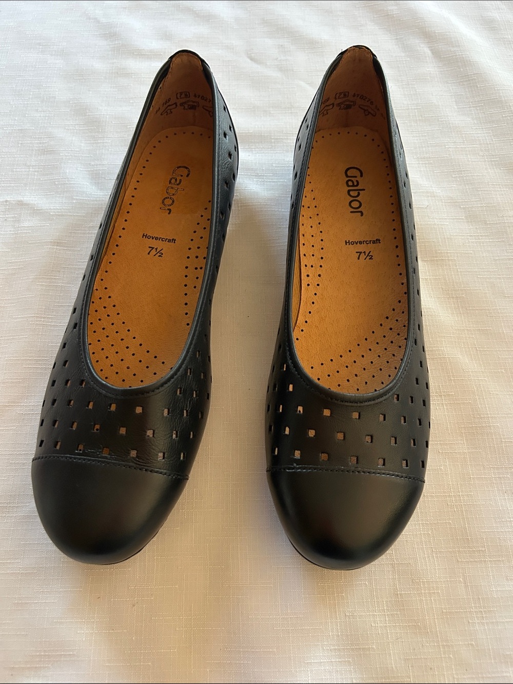Gabor Black Perforated Leather Slip-On Flats size like 8 USA
